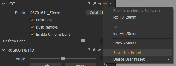 Save LCC Preset